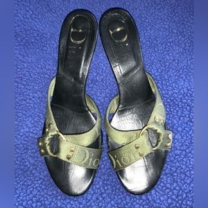 Preloved Vintage Christian Dior Army Green Sandals
